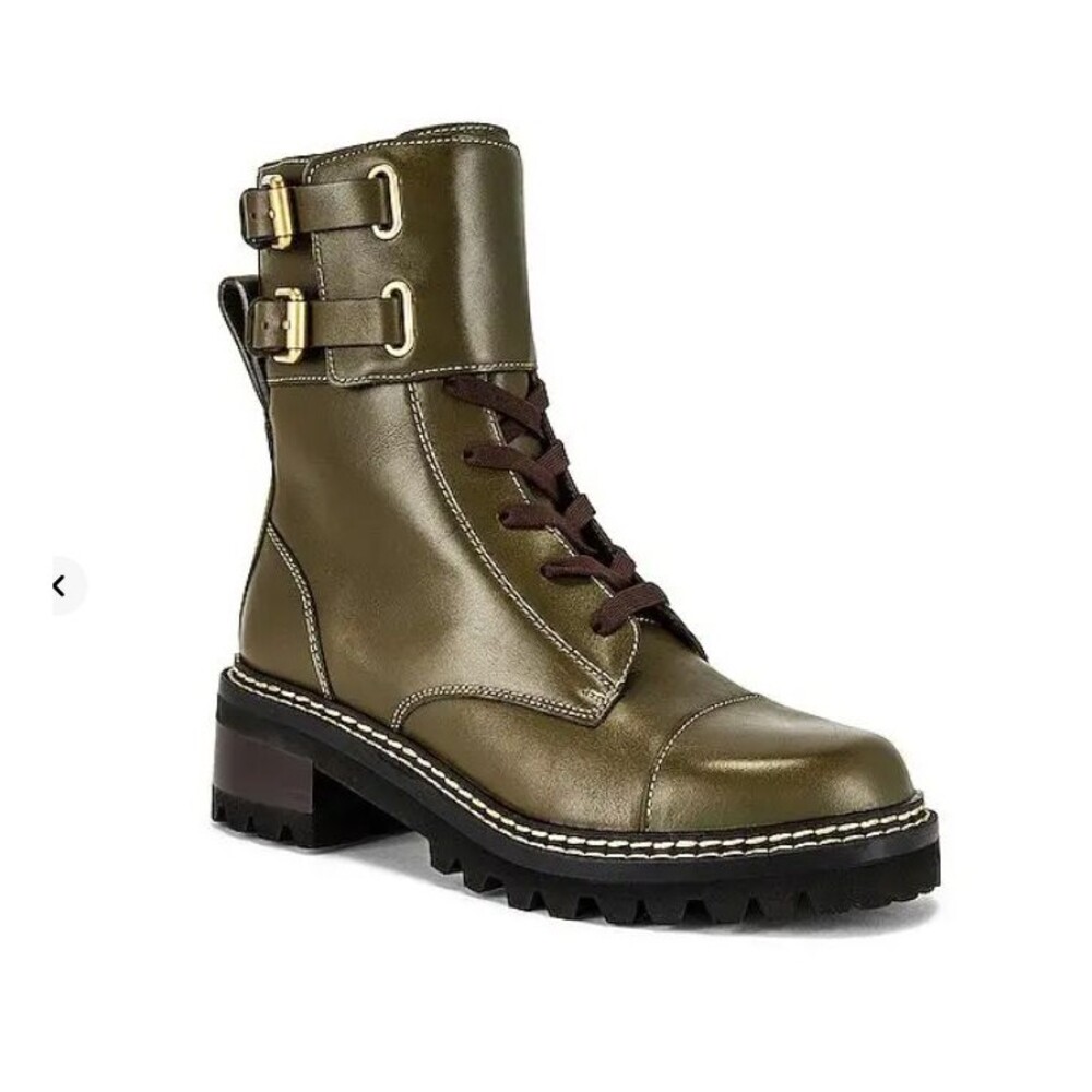 See by Chloé  mallory boot in olive size 37 with box and dust bag
